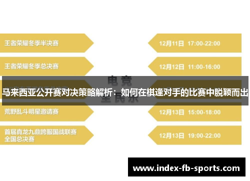 马来西亚公开赛对决策略解析：如何在棋逢对手的比赛中脱颖而出